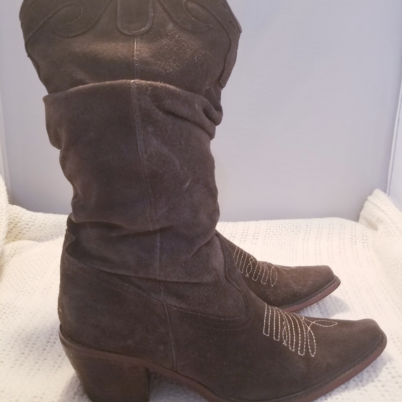 Steve madden saddle slouchy western cowgirl genuine suede boots sz 9.5m * - Picture 7 of 7
